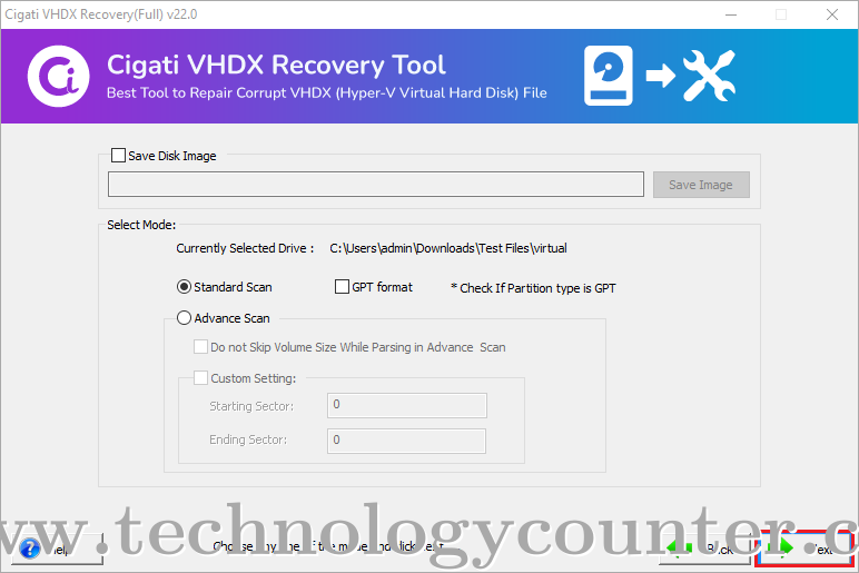 Cigati VHDX Recovery Screenshots