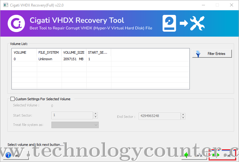 Cigati VHDX Recovery Screenshots