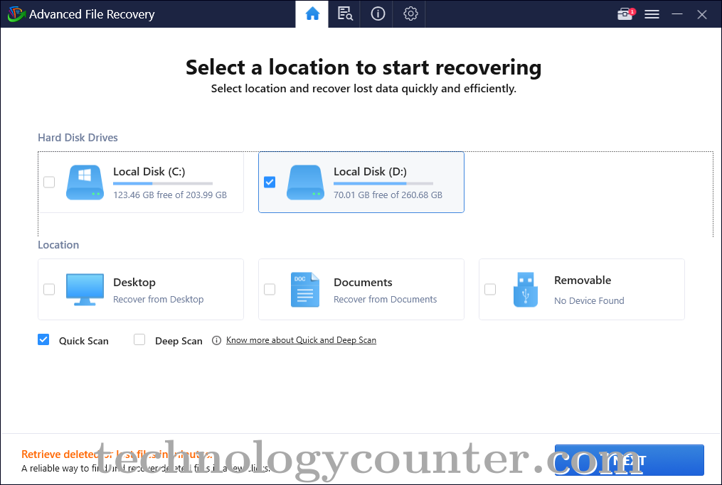 Advanced File Recovery Screenshots
