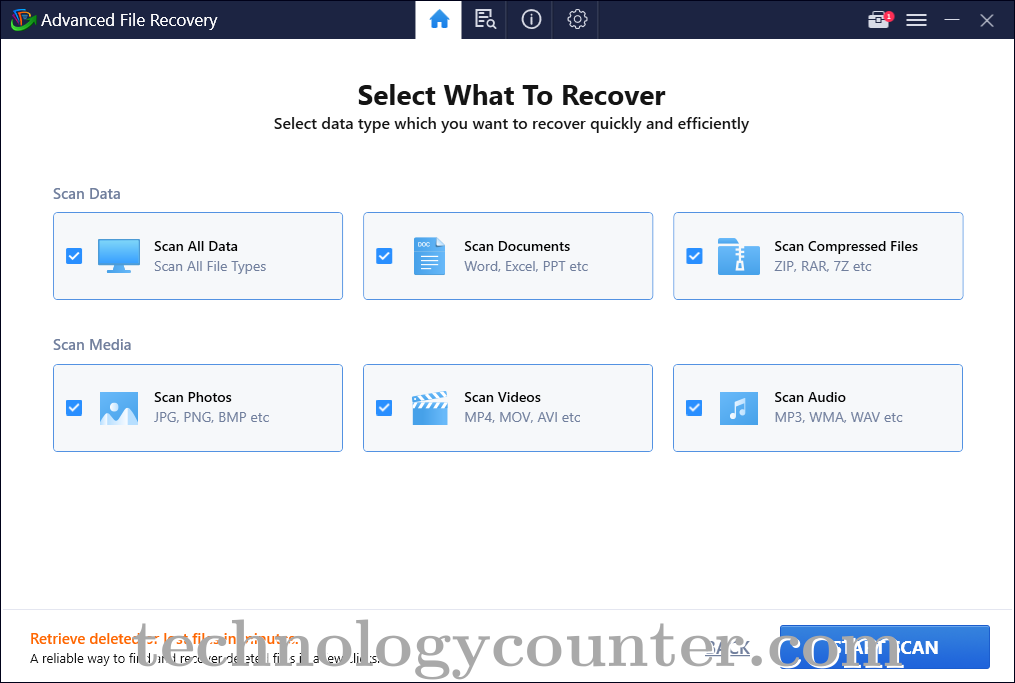 Advanced File Recovery Screenshots