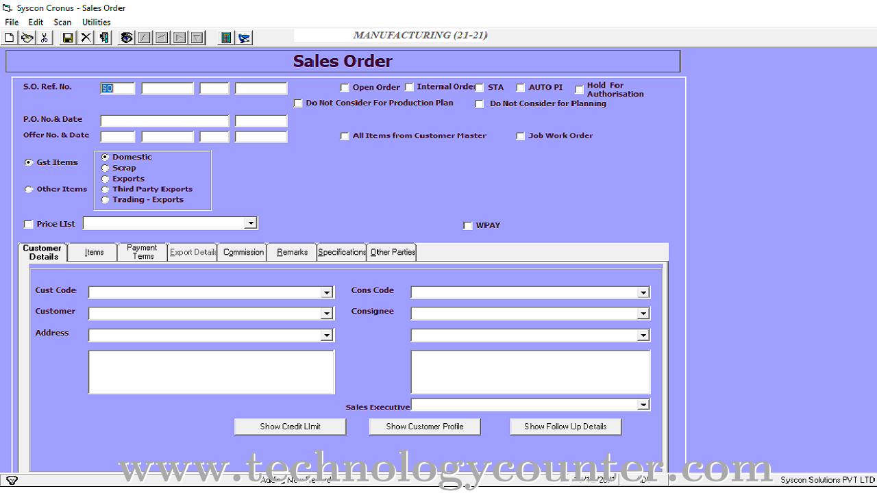 Syscon Cronus - Enterprise ERP Screenshots