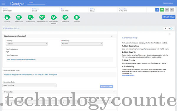 Qualityze CAPA Management Screenshots