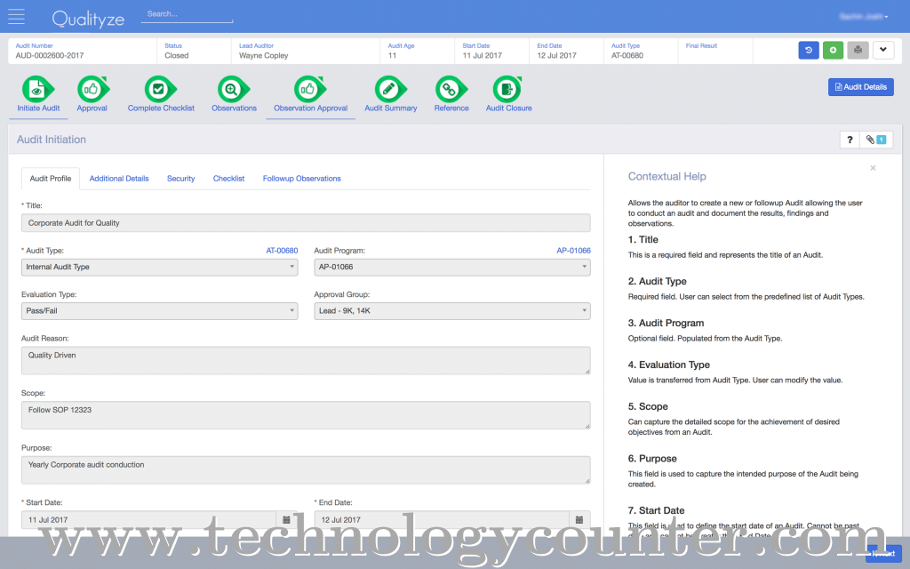 Qualityze Audit Management Screenshots