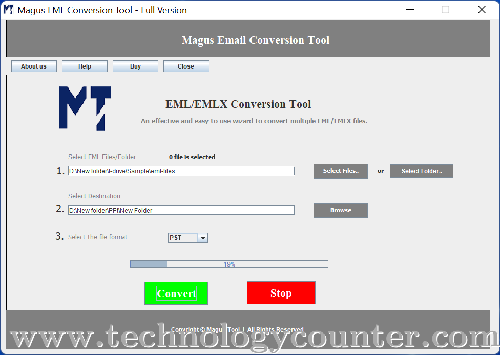 Magus EML to PST Conversion Screenshots