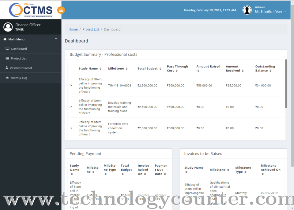 Clinion CTMS Screenshots