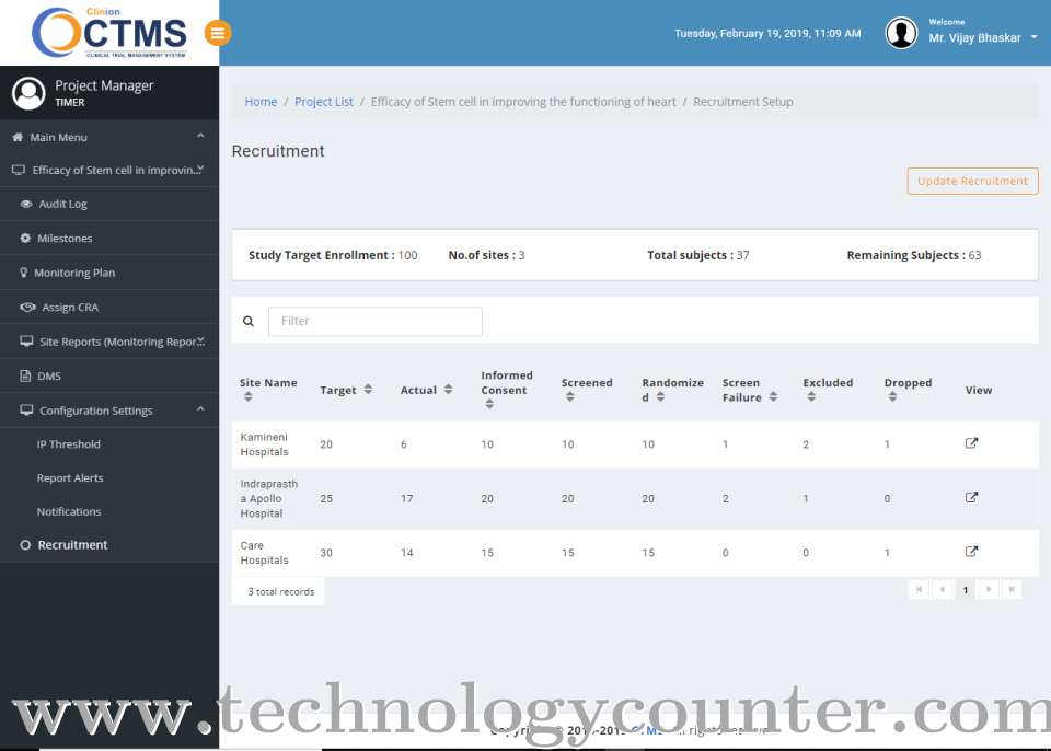 Clinion CTMS Screenshots