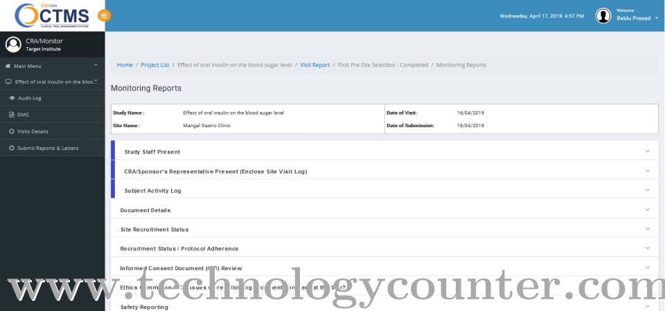 Clinion CTMS Screenshots