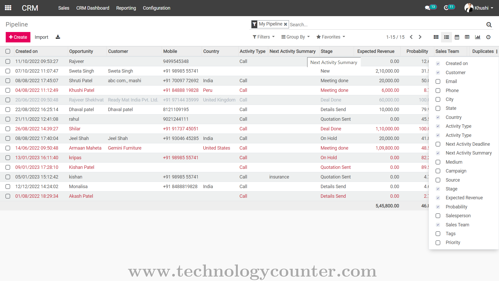 Teknovate Sales CRM Screenshots