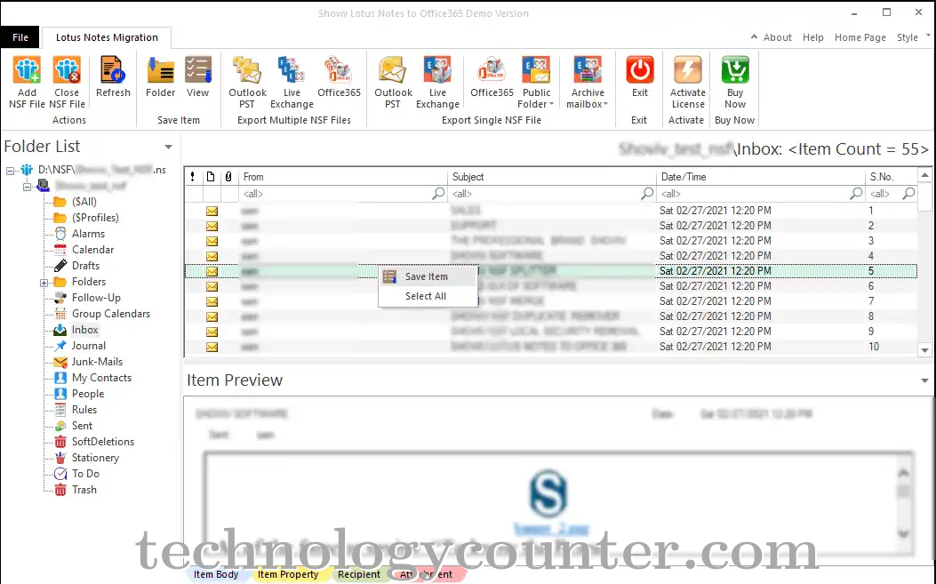 Shoviv Lotus Notes to Office 365 Screenshots