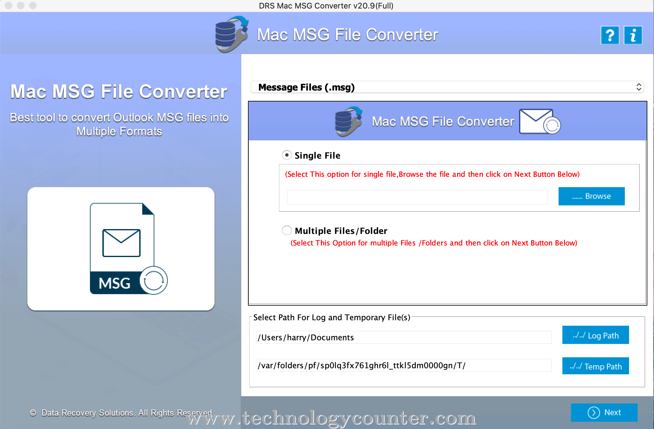 DRS MSG Converter for Mac Screenshots