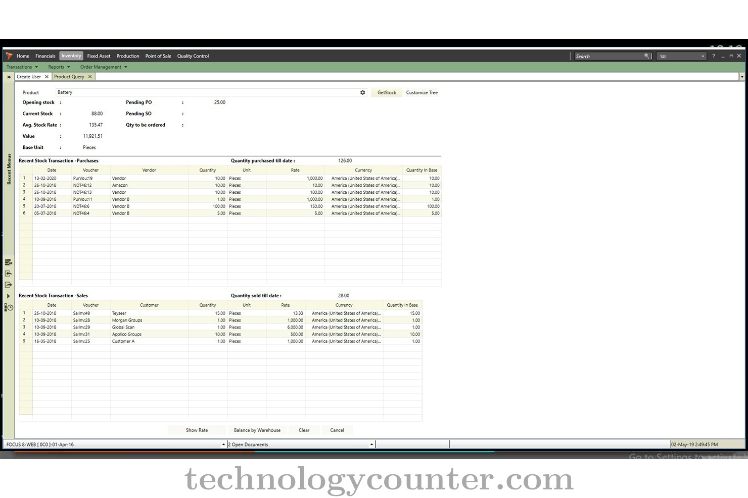 Focus WMS Screenshots
