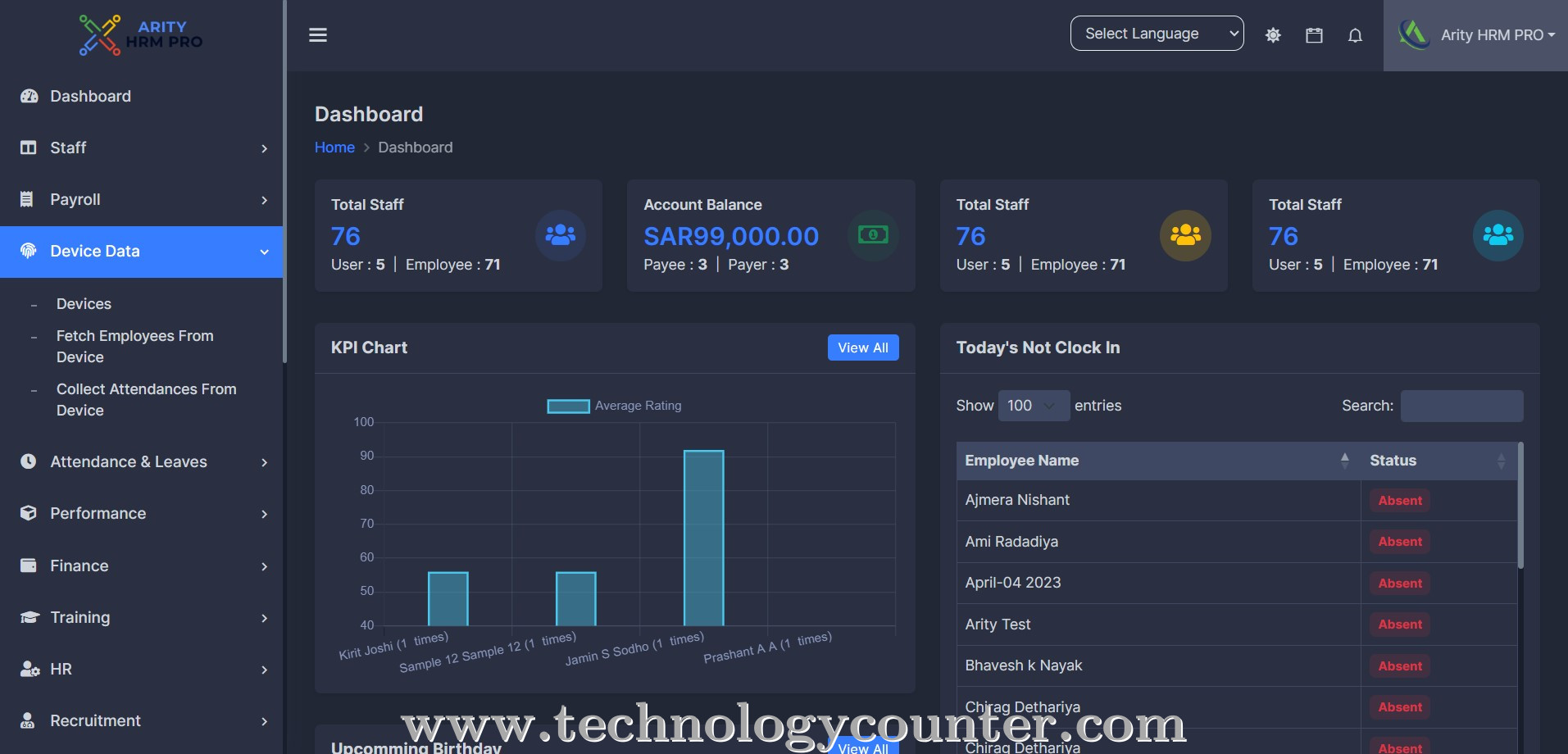 Arity HRM Pro Screenshots