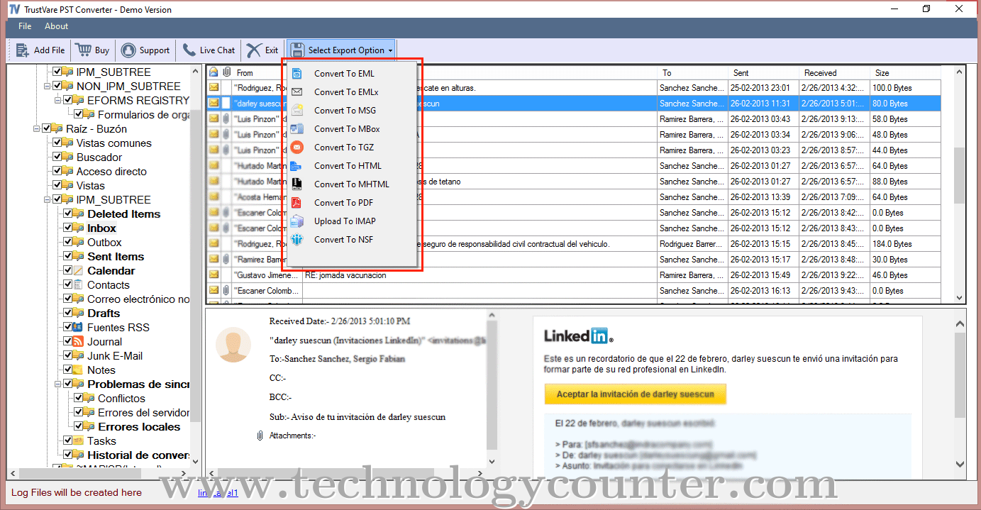 TrustVare Outlook PST Converter Screenshots