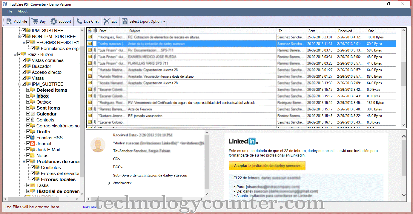 TrustVare Outlook PST Converter Screenshots