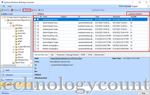 Syss Windows Mail App Converter Screenshots