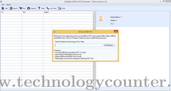 Softaken DBX to PST Converter Screenshots