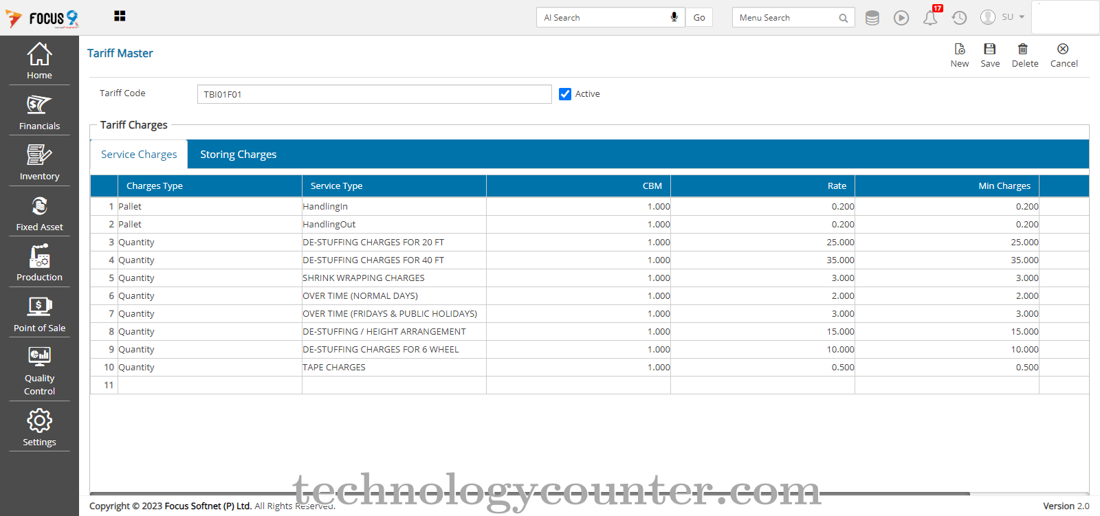 Focus WMS Screenshots
