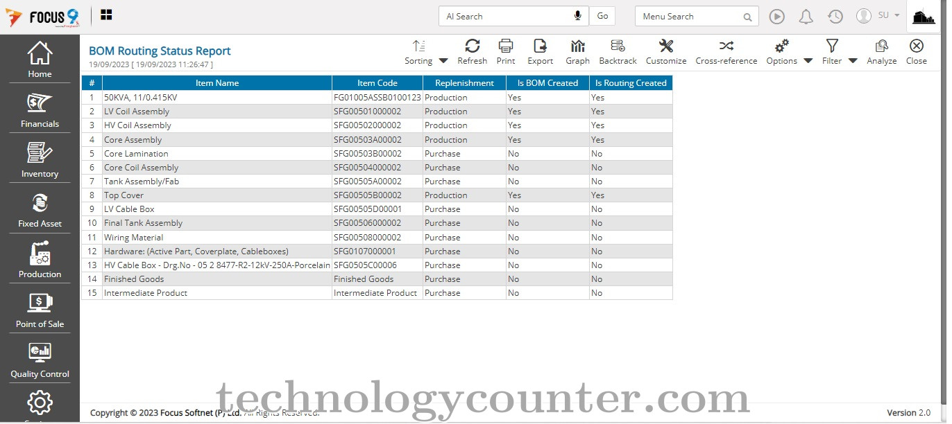 Focus MRP Screenshots
