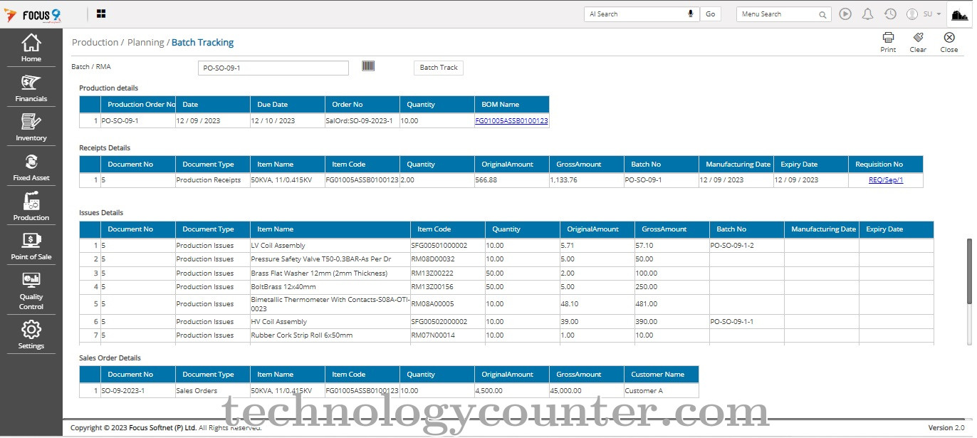 Focus MRP Screenshots