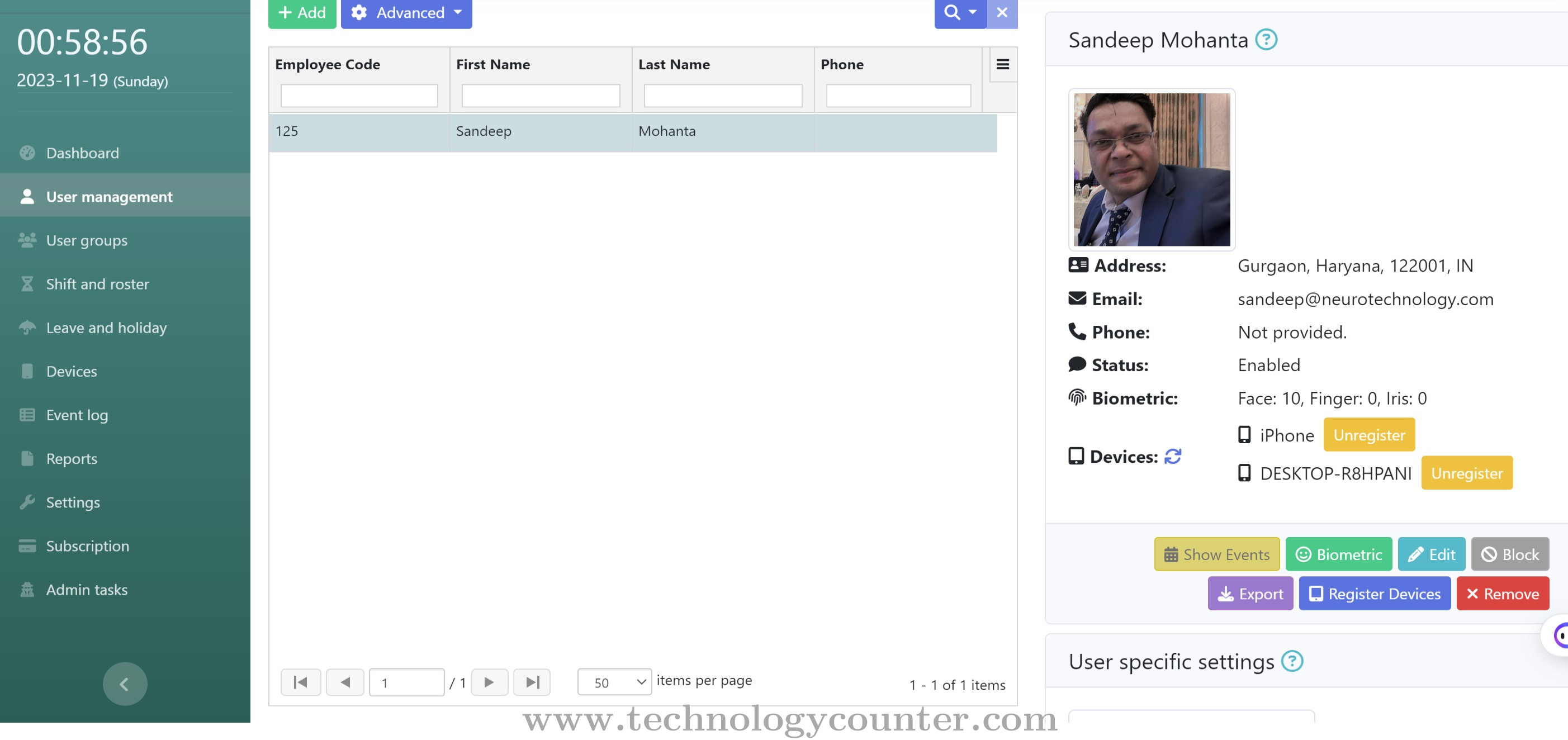 NCheck Bio Attendance Screenshots