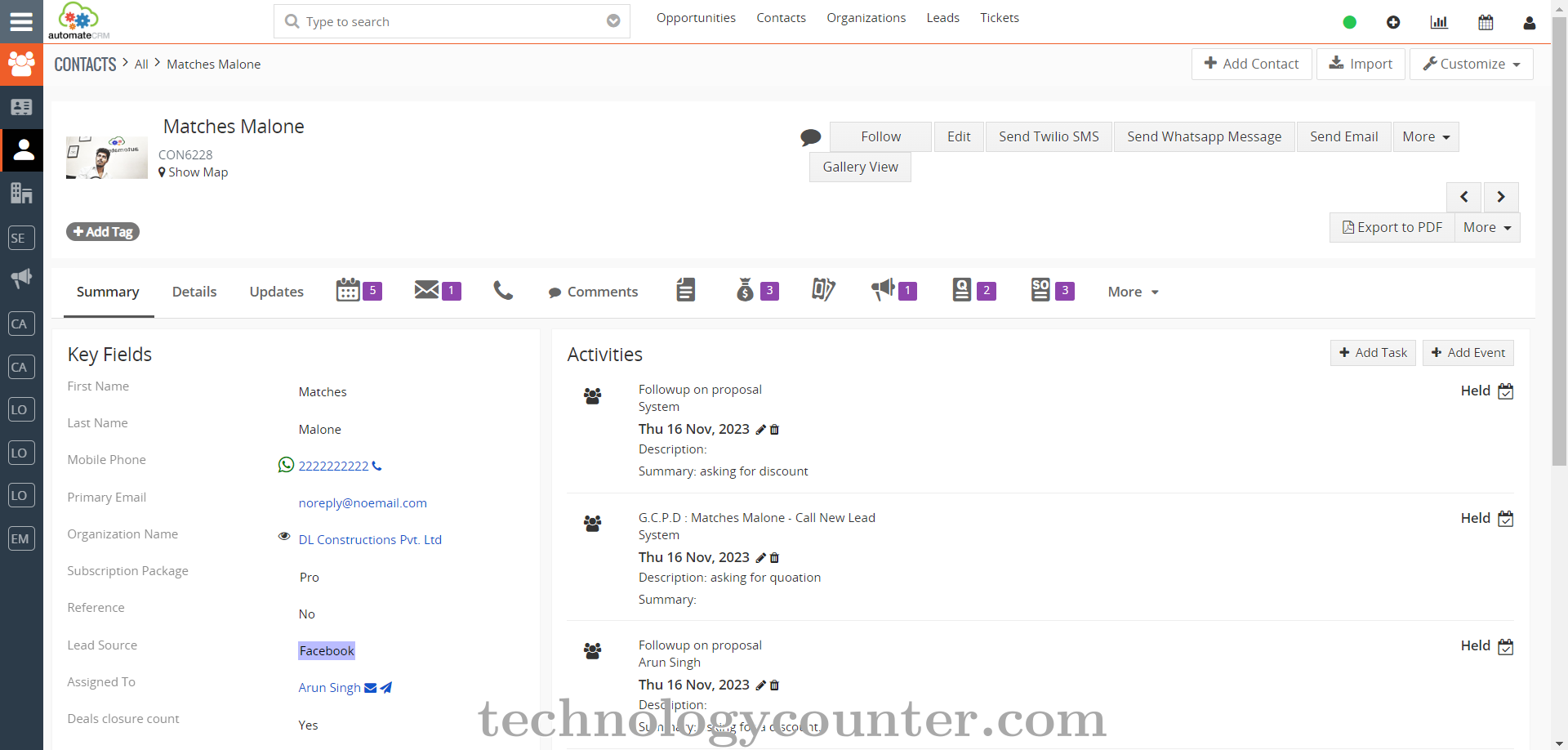 automateCRM Screenshots