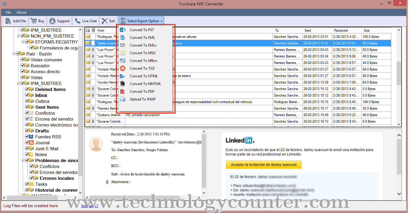 TrustVare NSF Converter Software Screenshots