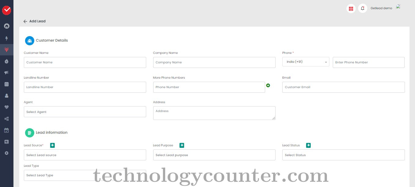 Getlead CRM Screenshots