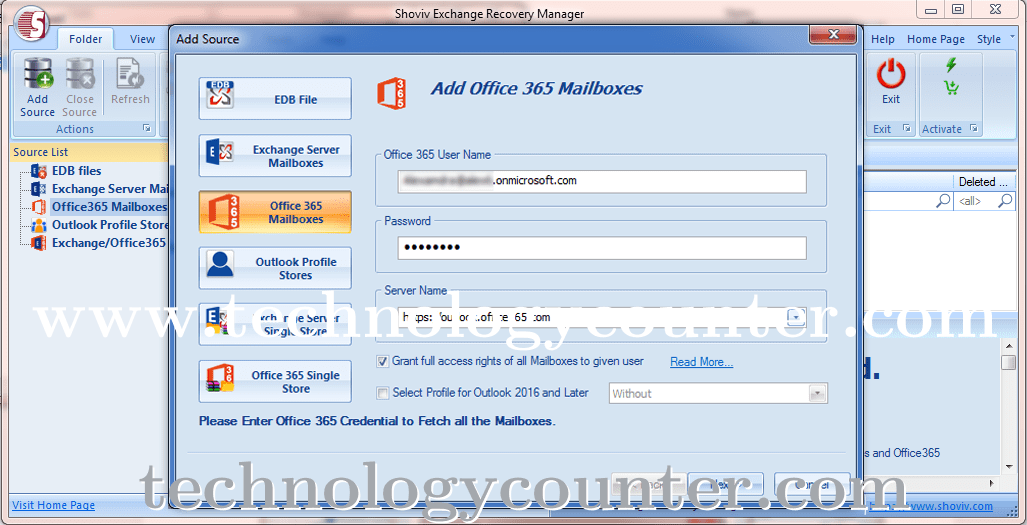 Shoviv Office 365 to PST Converter Screenshots