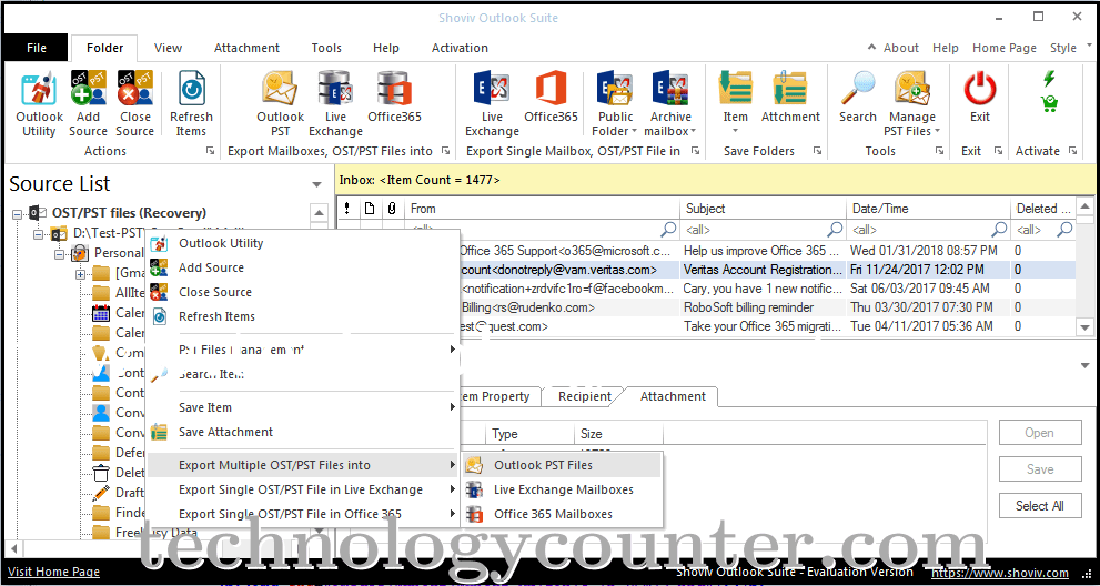 Shoviv OST to Office 365 Migration Screenshots