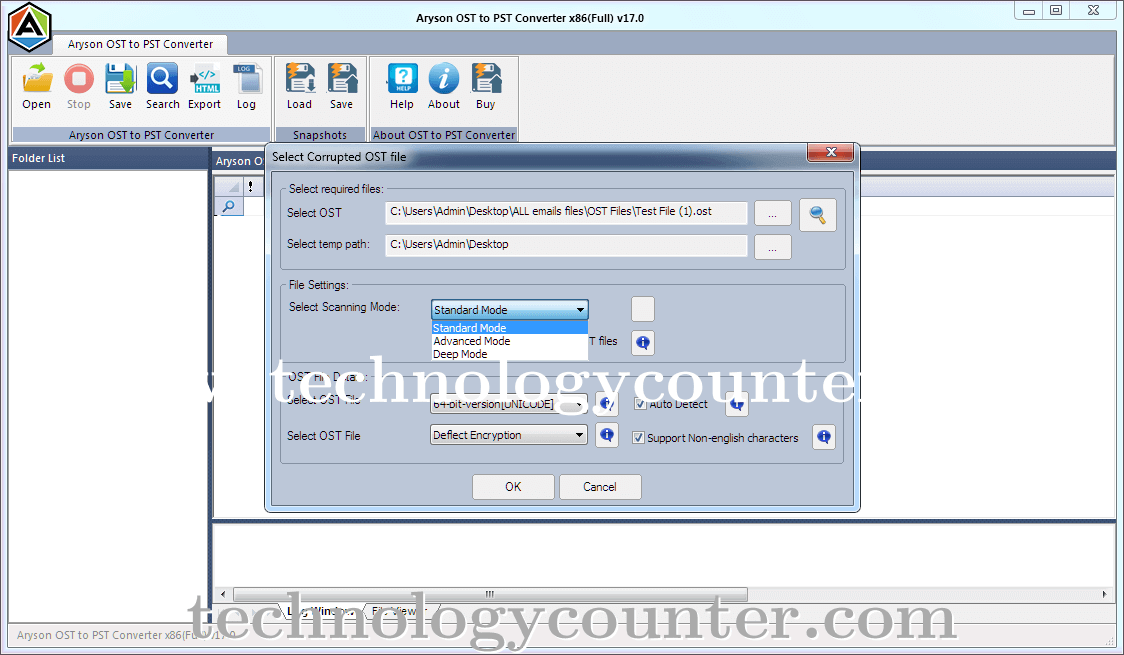 Aryson OST to PST Converter Screenshots