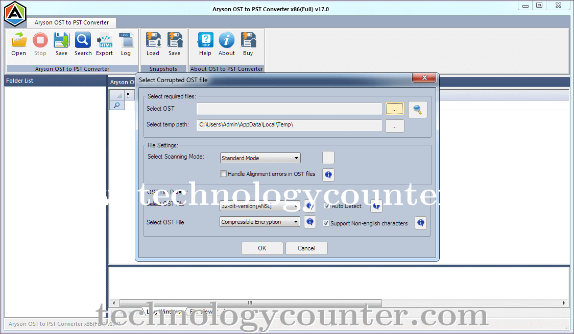 Aryson OST to PST Converter Screenshots