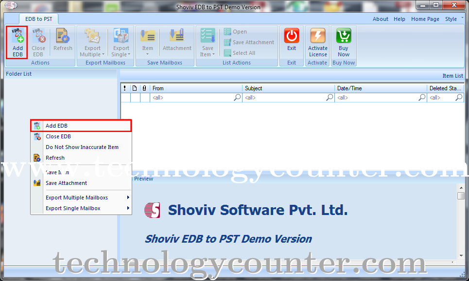 Shoviv EDB to PST Converter Screenshots