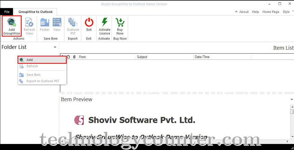 Shoviv GroupWise to Outlook Screenshots