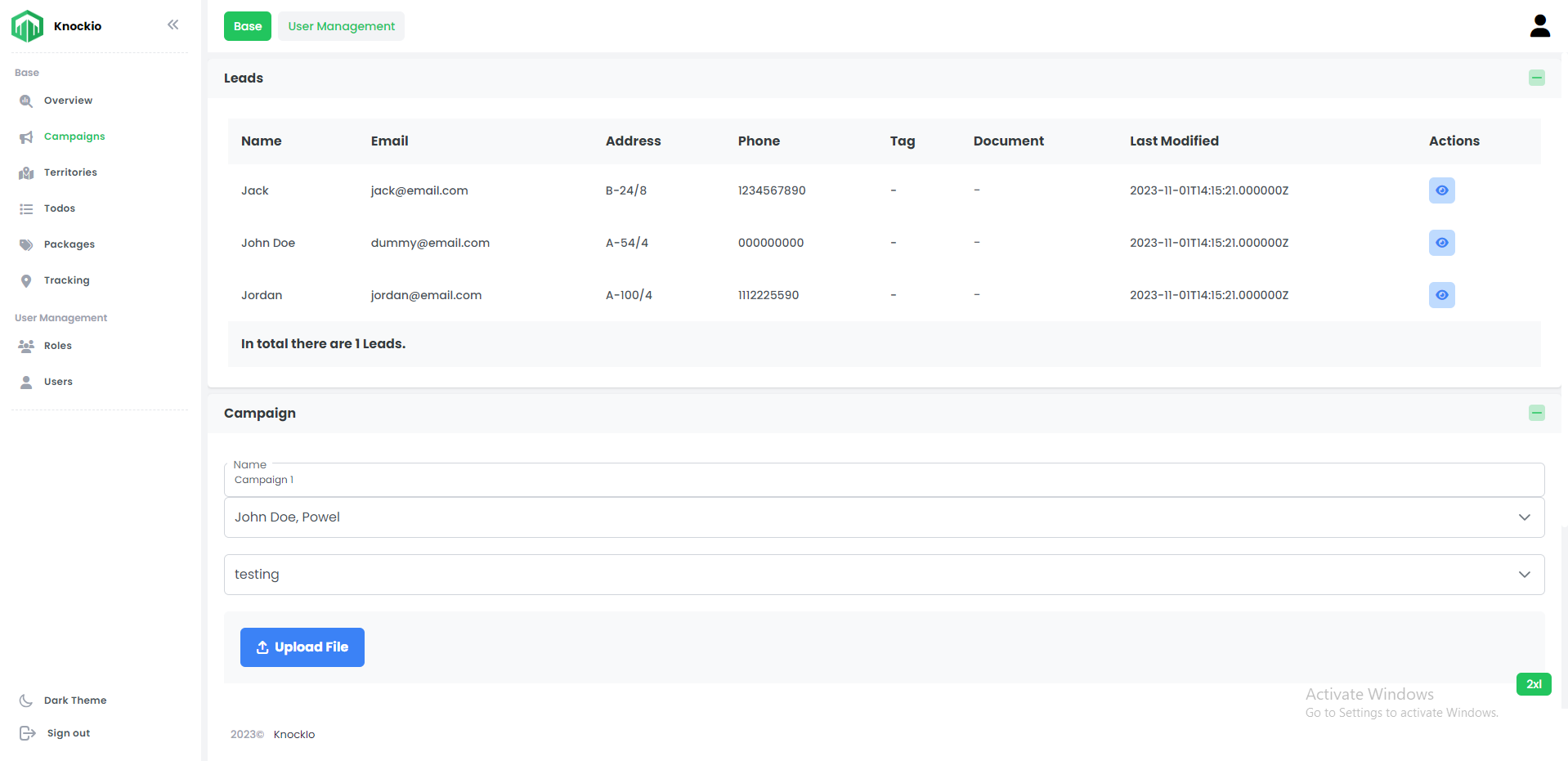 Knockio Sales Screenshots