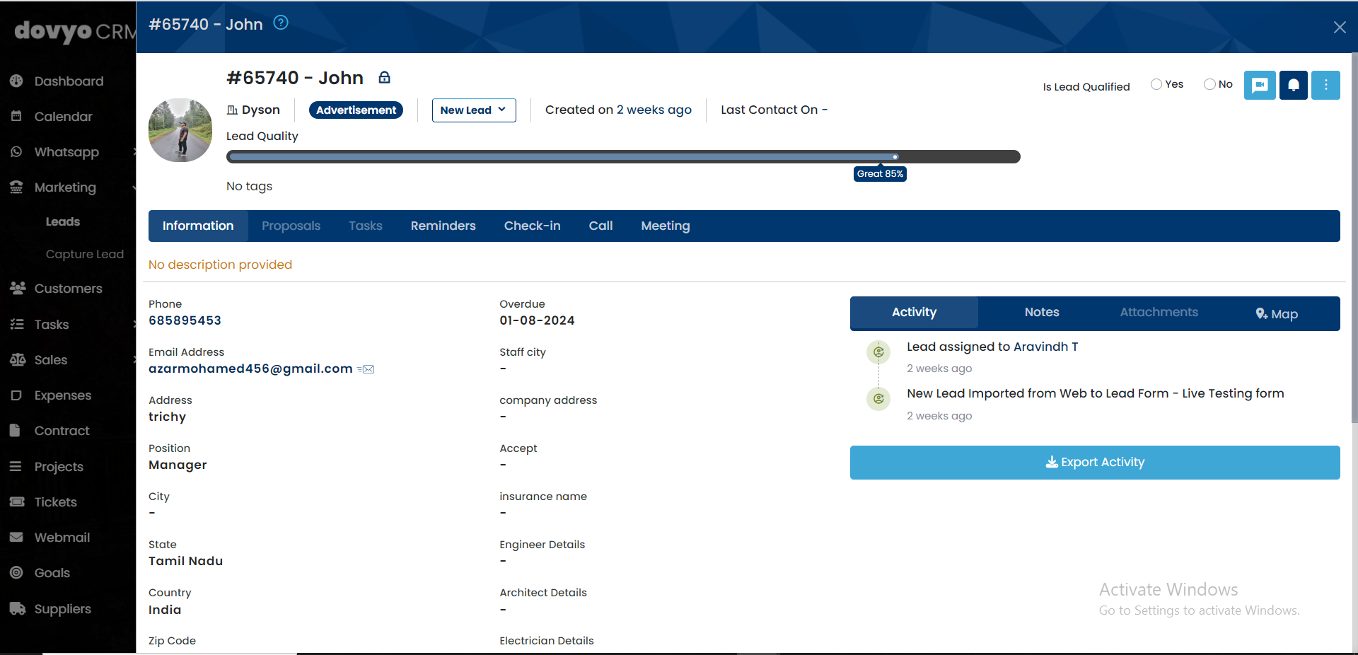 dovyo CRM Screenshots