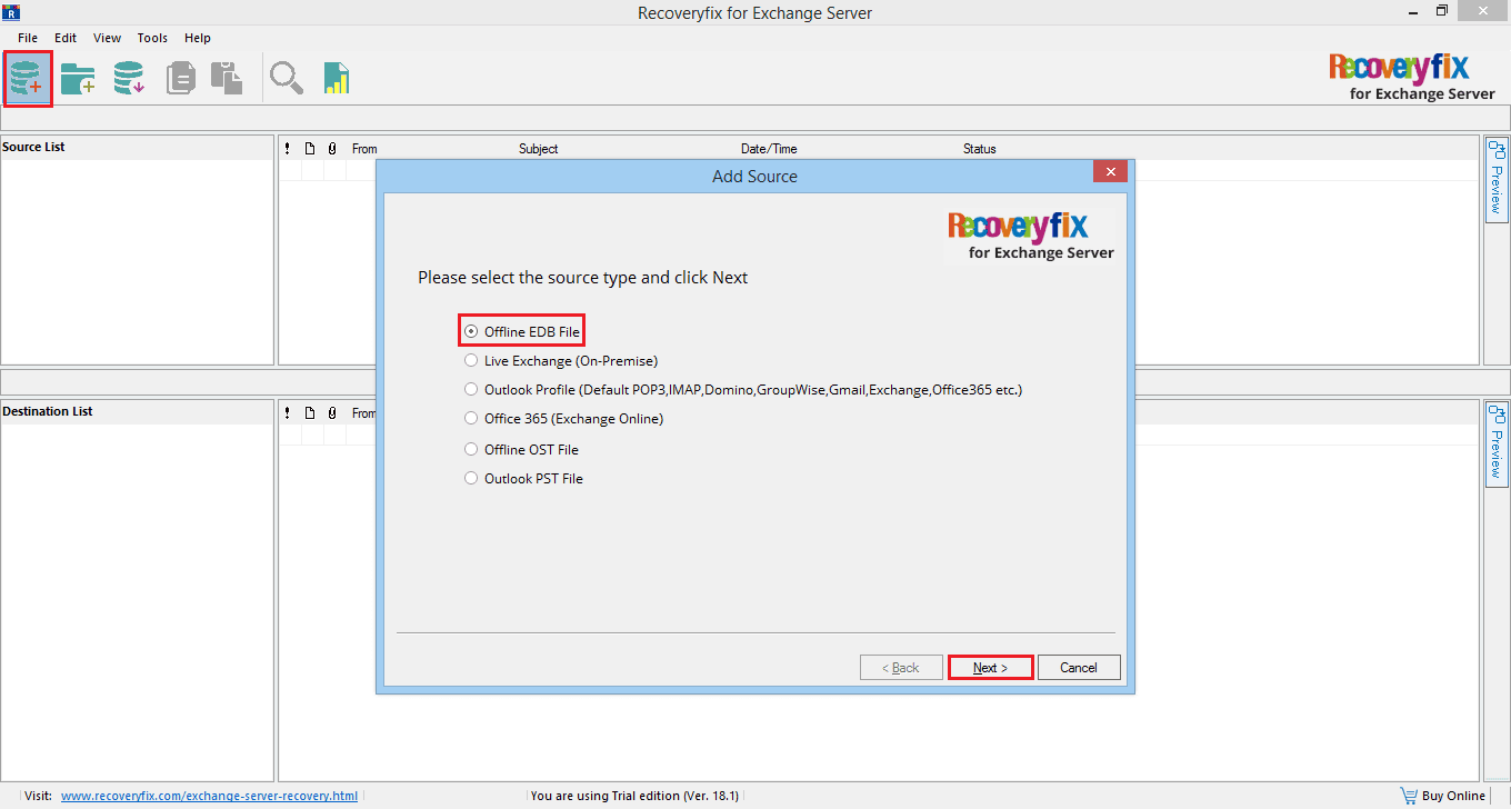 Recoveryfix for Exchange Server Screenshots