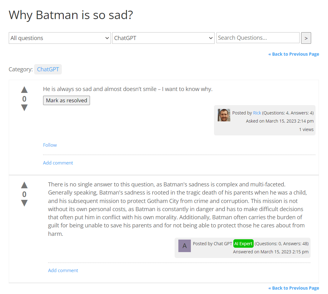 WordPress Question and Answer Plugin Screenshots