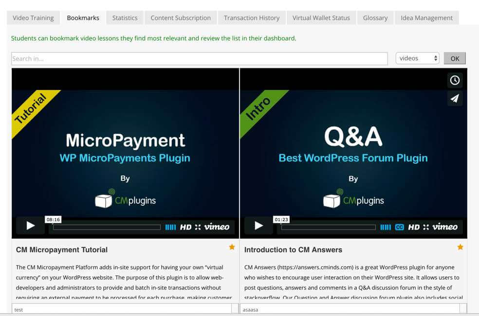 WordPress Video Lessons Manager Plugin Screenshots