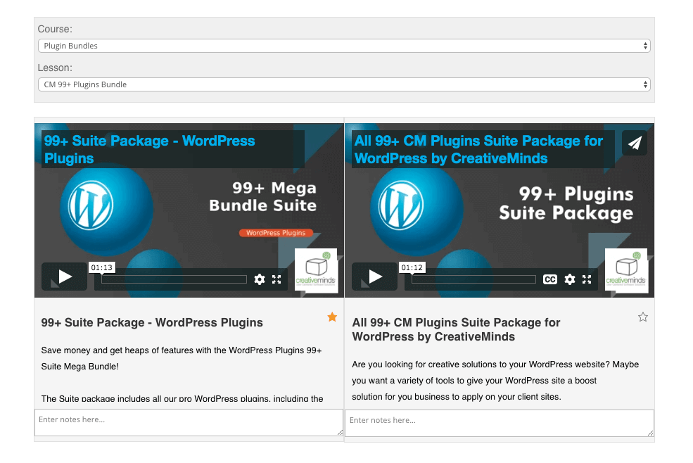 WordPress Video Lessons Manager Plugin Screenshots
