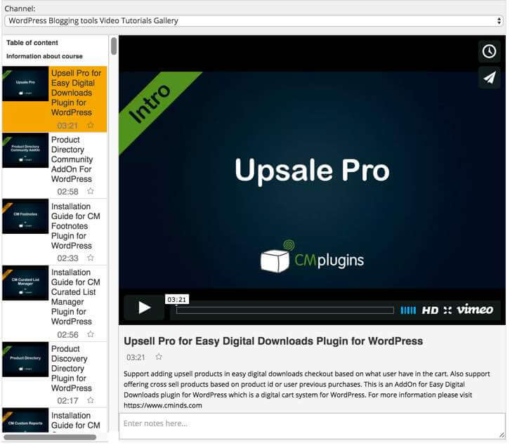 WordPress Video Lessons Manager Plugin Screenshots