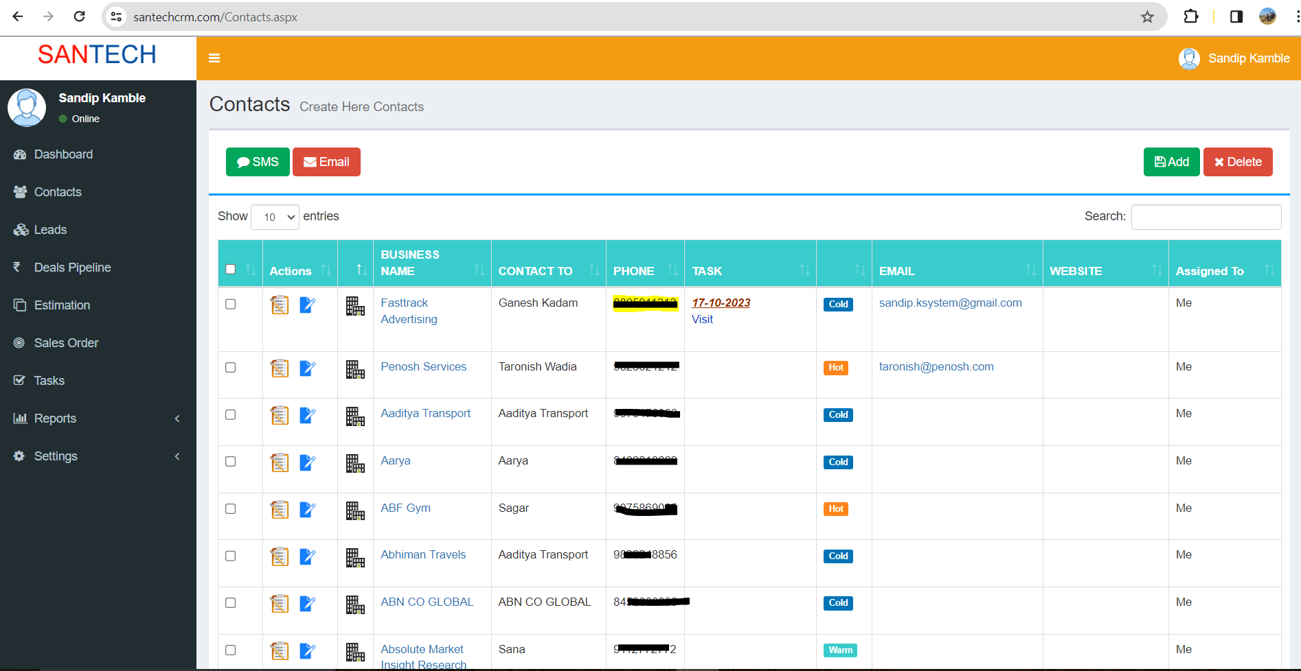 SANTECH CRM Screenshots