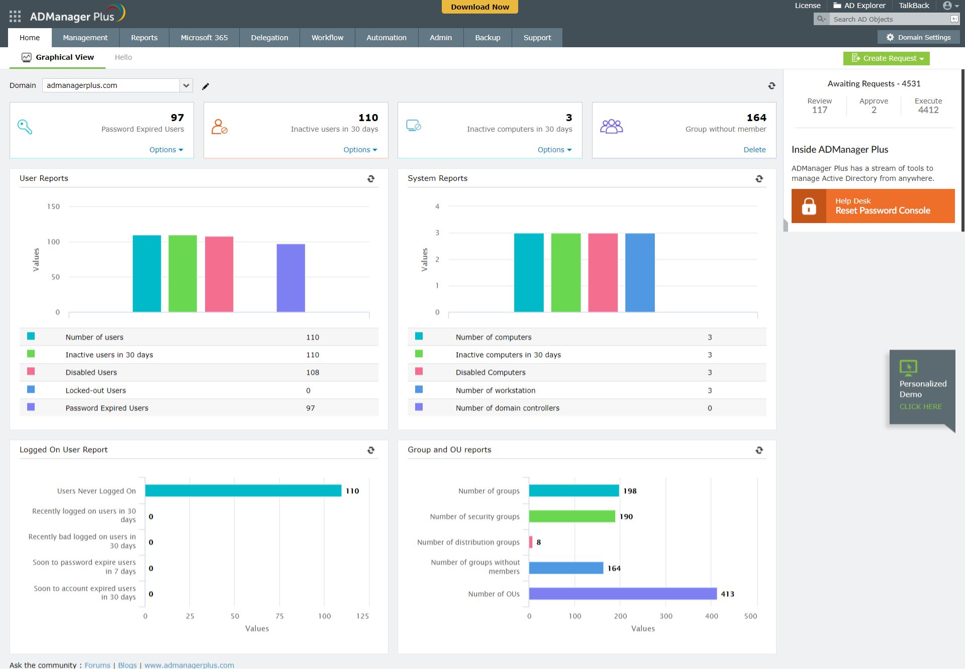 ManageEngine ADManager Plus Screenshots