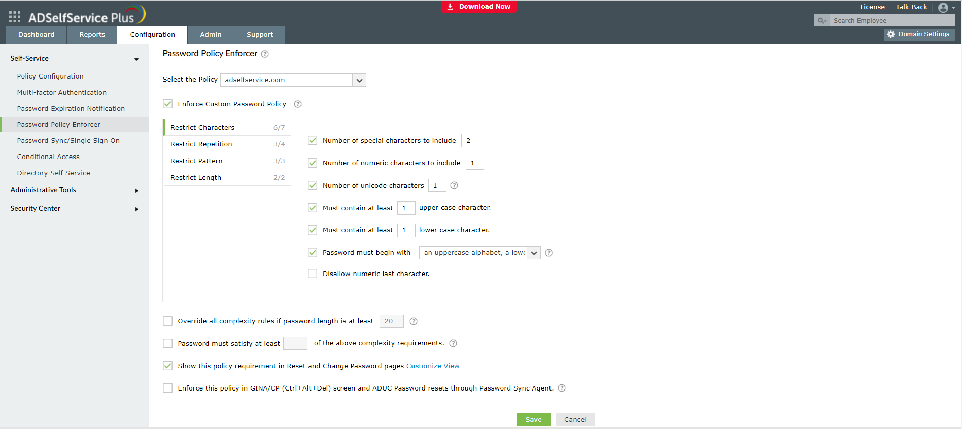 ManageEngine ADSelfService Plus Screenshots