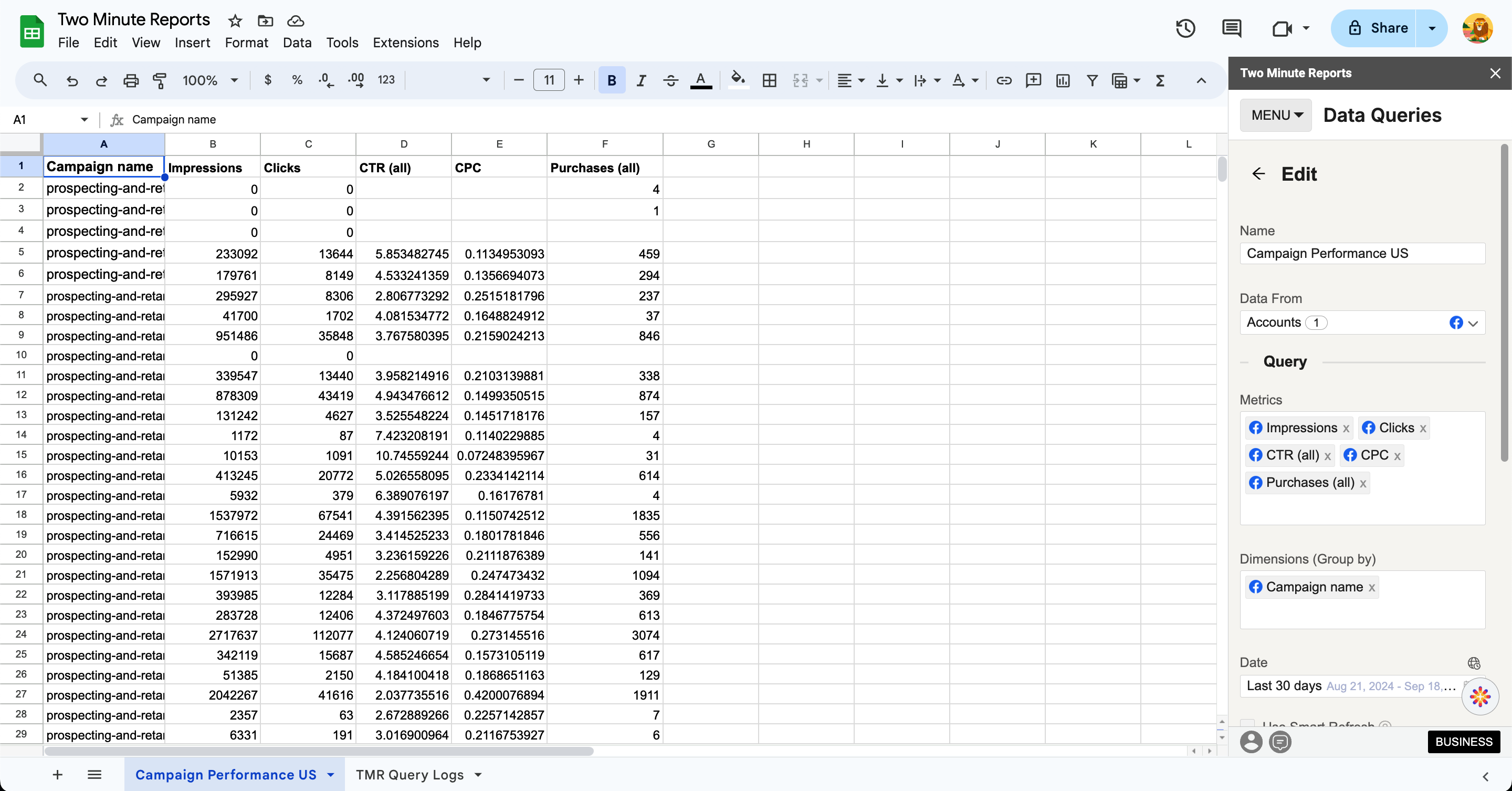 Two Minute Reports Screenshots