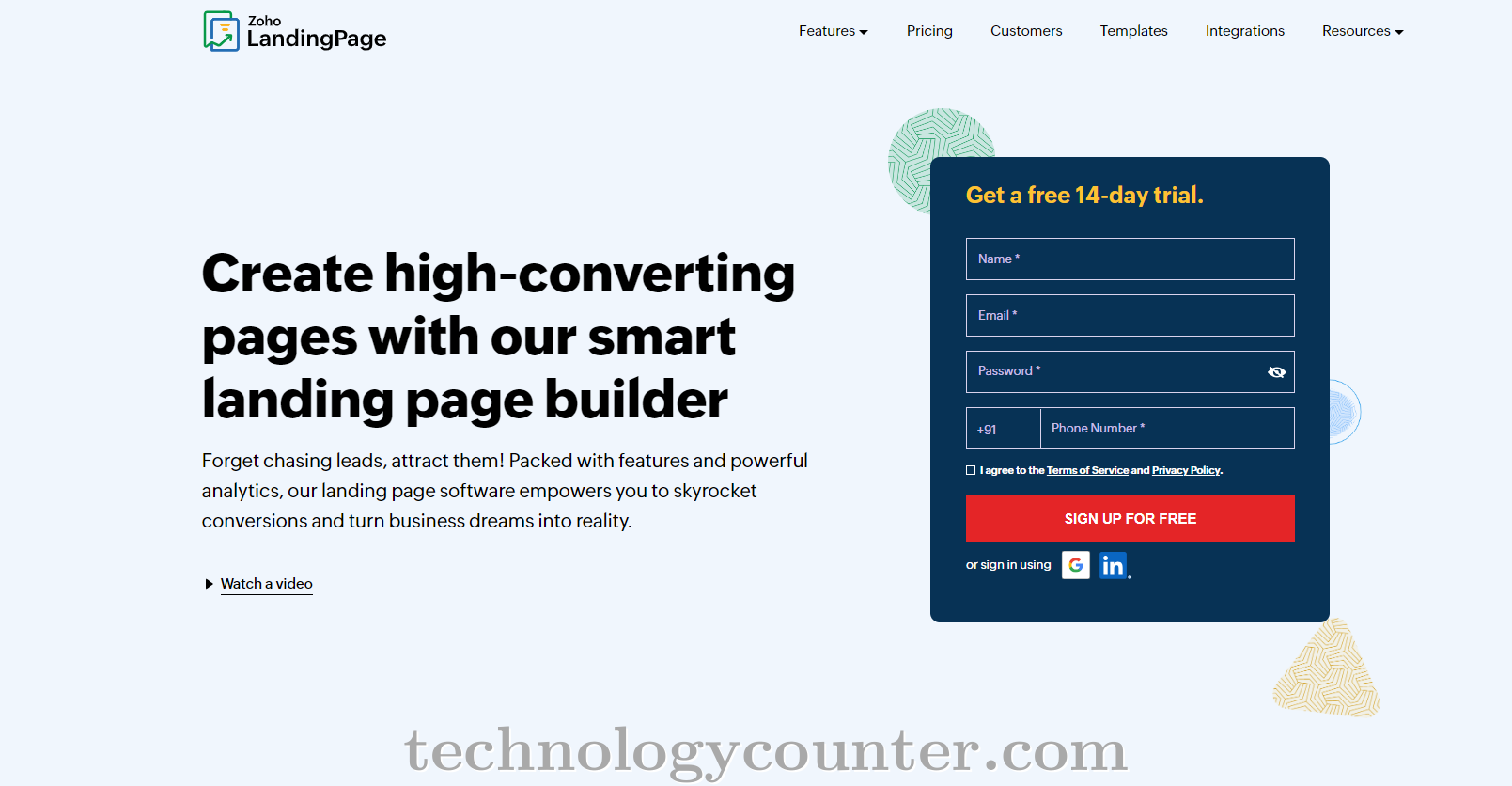 Zoho LandingPage Screenshots