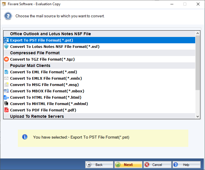 FixVare OST to PST Converter Screenshots