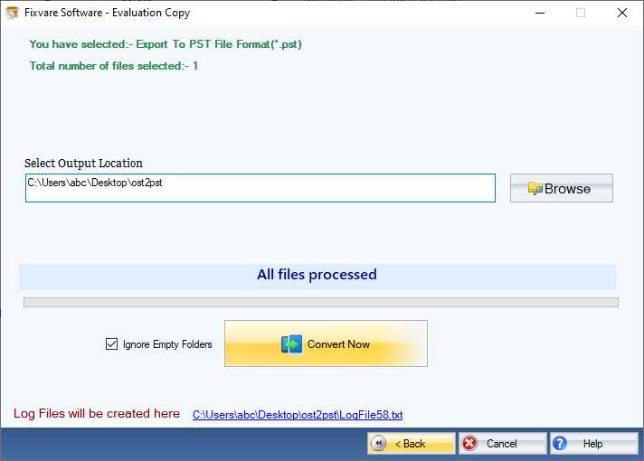 FixVare OST to PST Converter Screenshots
