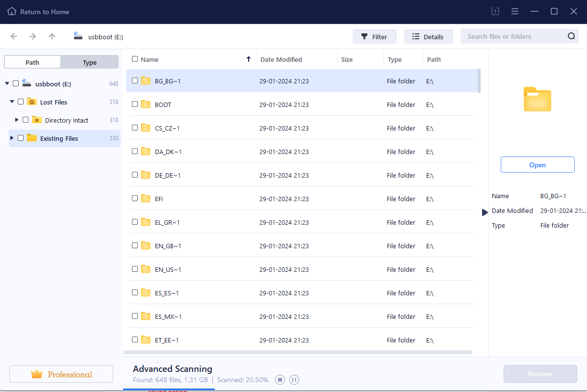 BLRTools Data Recovery Screenshots