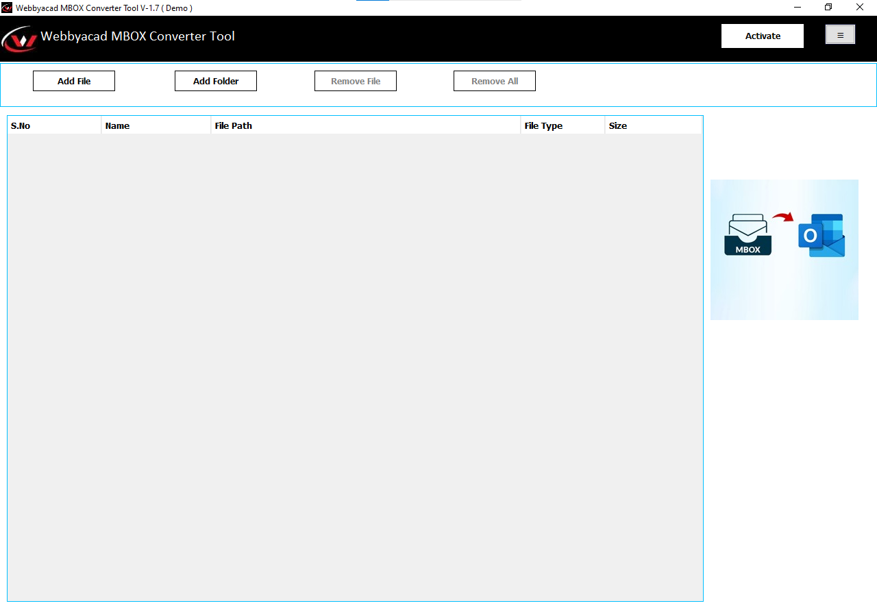 WebbyAcad MBOX Converter Tool Screenshots