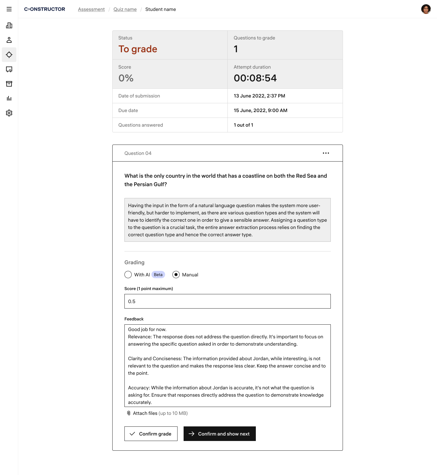 Constructor Assess Screenshots